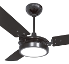 Ventilador de teto Ventex Valen LED com 3 pás de MDF preto estrutura preto 1.1m de diâmetro
