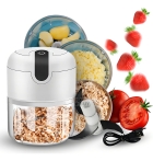 Mini Moedor El&eacute;trico Alho Cebola Sem Fio Usb Processador Cor Branco 110V/220V