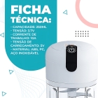 Mini Moedor El&eacute;trico Alho Cebola Sem Fio Usb Processador Cor Branco 110V/220V