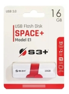Pendrive S3+ Space Essential 16GB USB 3.1 Gen1 Branco e Vermelho